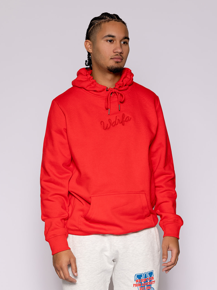 Chainstitch Script Hoodie Red