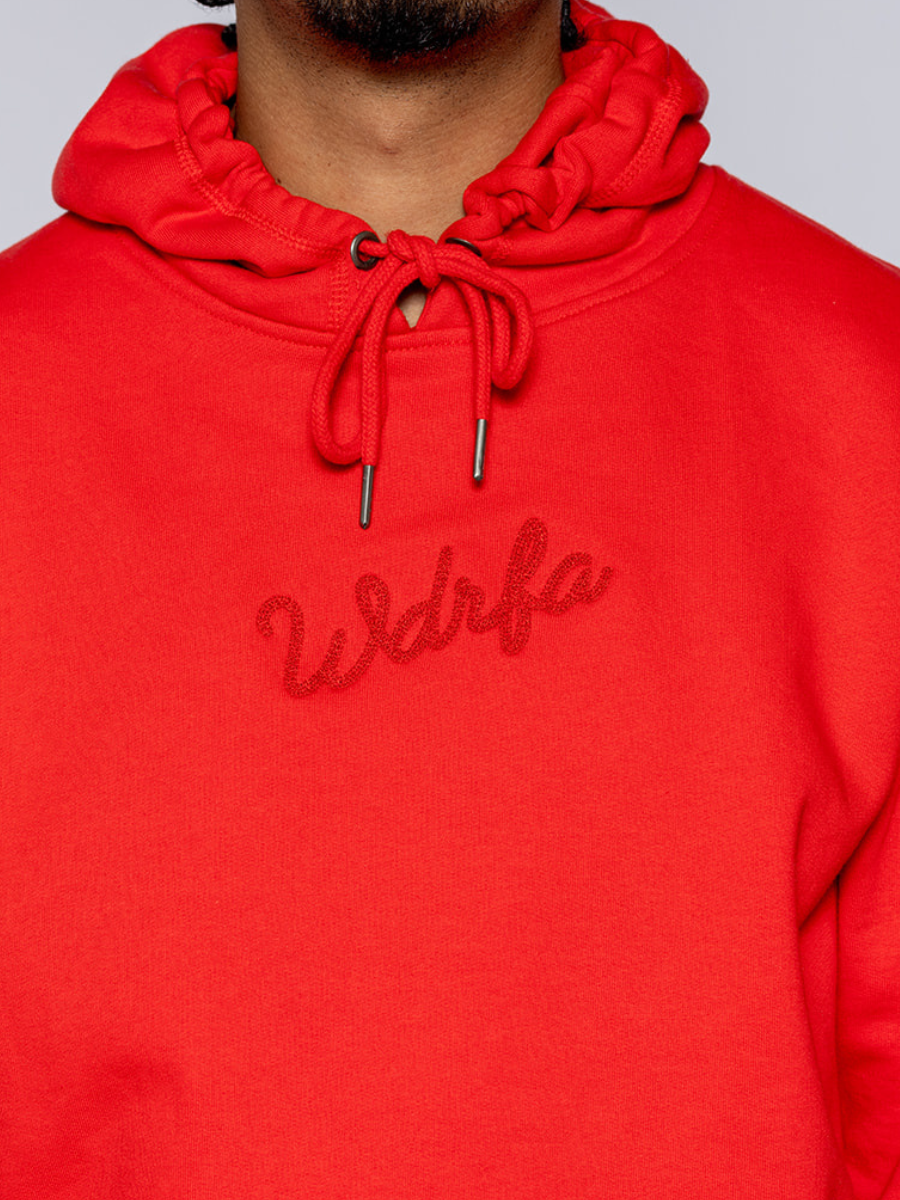 Chainstitch Script Hoodie Red