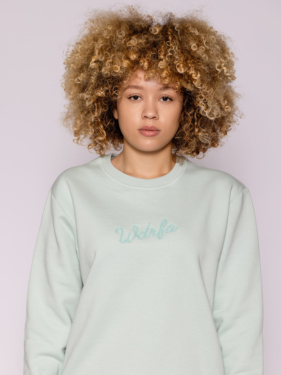 Chainstitch Script Crewneck Tiffany