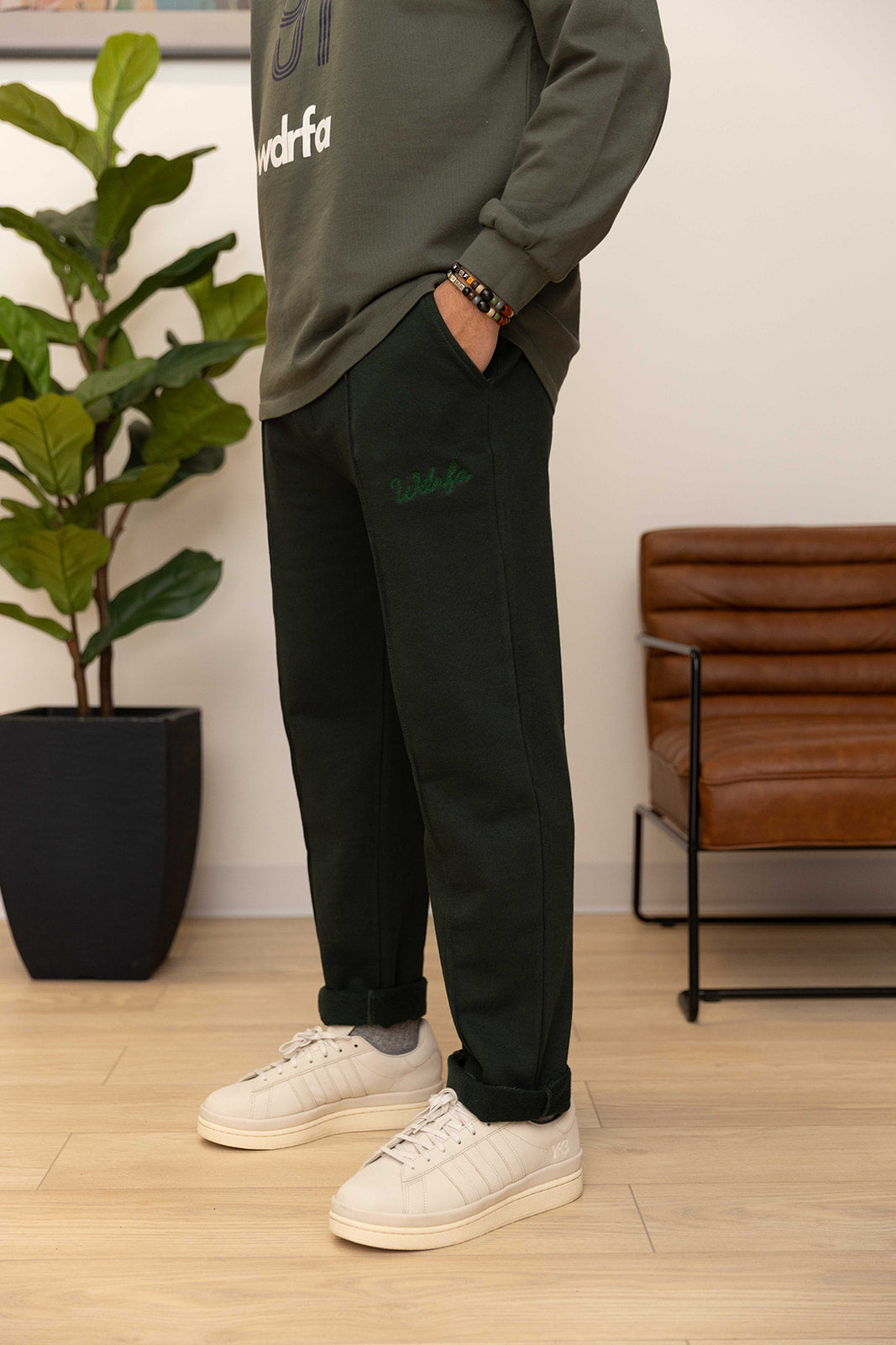 Script Tailored Sweatpants Green